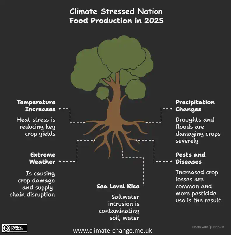 Global Warming's Impact on Food Production and Storminess in 2025 - visual tree root graphic. Global Warming's Impact on Food Production and Storminess in 2025 - visual tree root graphic.